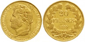Frankreich
Louis Philippe I., 1830-1848
20 Francs 1835 B, Rouen. 6,45 g. 900/1000
sehr schön, kl. Randfehler