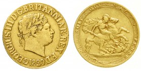 Grossbritannien
George III., 1760-1820
Sovereign 1820. 7,90 g. 917/1000.
sehr schön