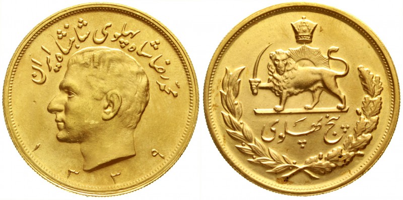 Iran
Mohammed Reza Pahlavi, 1941-1979
5 Pahlavi SH 1339 = 1961. 40,68 g. 900/1...