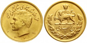 Iran
Mohammed Reza Pahlavi, 1941-1979
5 Pahlavi SH 1339 = 1961. 40,68 g. 900/1000. Auflage nur 2225 Ex.
vorzüglich/Stempelglanz