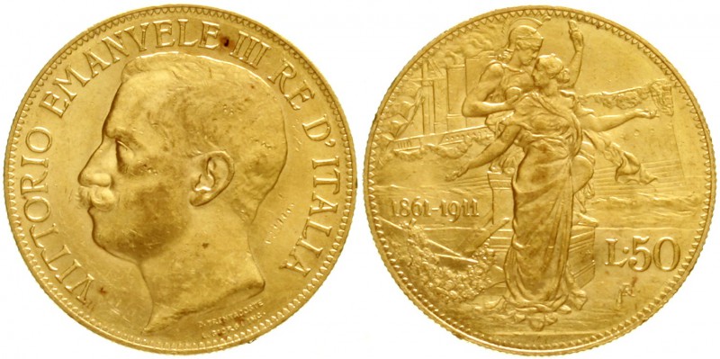 Italien- Königreich
Vittorio Emanuele III., 1900-1945
50 Lire 1911 R. 16,13 g....
