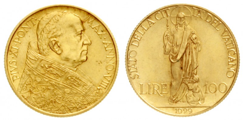 Italien-Kirchenstaat
Pius XI., 1922-1939
100 Lire 1929 stehender Jesus. 8,8 g....