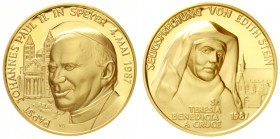 Italien-Kirchenstaat
Johannes Paul II., 1978-2005
Goldmedaille im Gewicht zu 10 Dukaten 1987 a.d. Papstbesuch in Deutschland und die Seligsprechung ...