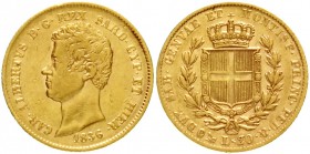 Italien-Sardinien
Carl Albert, 1831-1849
20 Lire 1836 P, Anker. Genua. 6,45 g. 900/1000.
sehr schön, kl. Randfehler