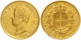 Italien-Sardinien
Carl Albert, 1831-1849
20 Lire 1845 P, Anker. Genua. 6,45 g. 900/1000.
sehr schön, kl. Randfehler