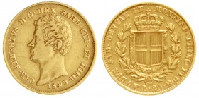 Italien-Sardinien
Carl Albert, 1831-1849
20 Lire 1849 P, Adlerkopf. Turin. 6,45 g. 900/1000
sehr schön
