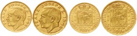 Liechtenstein
Franz Josef II., 1938-1989
2 Stück: 10 und 20 Franken 1946. 3,77 und 6,45 g. 900/1000.
beide fast Stempelglanz