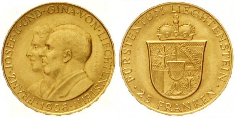 Liechtenstein
Franz Josef II., 1938-1989
25 Franken 1956 zum 50. Geburtstag. 5...