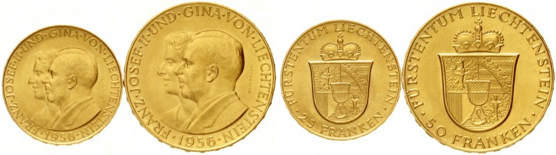 Liechtenstein
Franz Josef II., 1938-1989
2 Stück: 25 und 50 Franken 1956 zum 5...