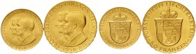 Liechtenstein
Franz Josef II., 1938-1989
2 Stück: 25 und 50 Franken 1956 zum 50. Geburtstag. 11,29 und 5,65 g. 900/1000.
prägefrisch