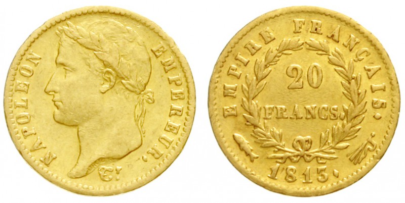 Niederlande
Französische Besetzung, 1810-1814
20 Francs 1813, Utrecht. Mzz. Fi...