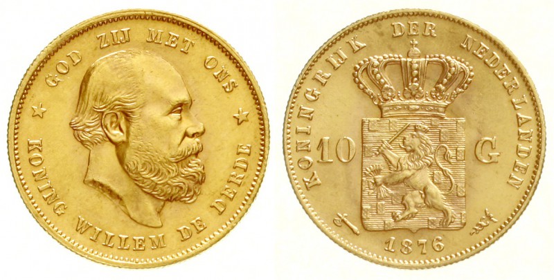 Niederlande
Willem III., 1849-1890
10 Gulden 1876. 6,72 g. 900/1000.
fast Ste...