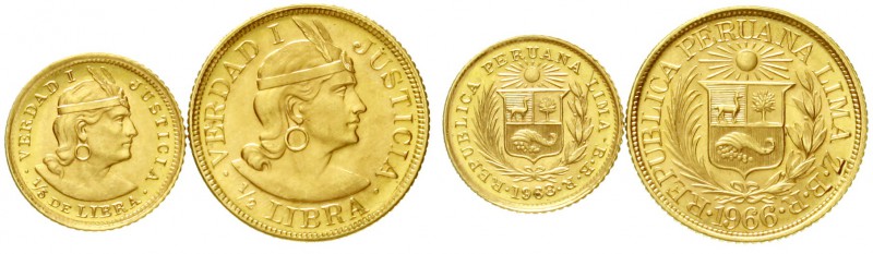 Peru
Republik, seit 1821
2 Stück: 1/2 Libra 1966 und 1/5 Libra 1968. Insg. 5,9...