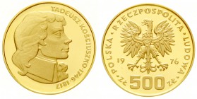 Polen
Volksrepublik, 1949-1989
500 Zlotych 1976, Kosciuszko. 30,00 g. 900/1000. Auflage nur 2318 Ex.
Polierte Platte