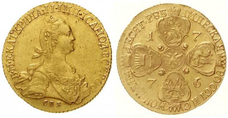Russland
Katharina II., 1762-1796
10 Rubel 1776, St. Petersburg. 12,97 g.
gut...