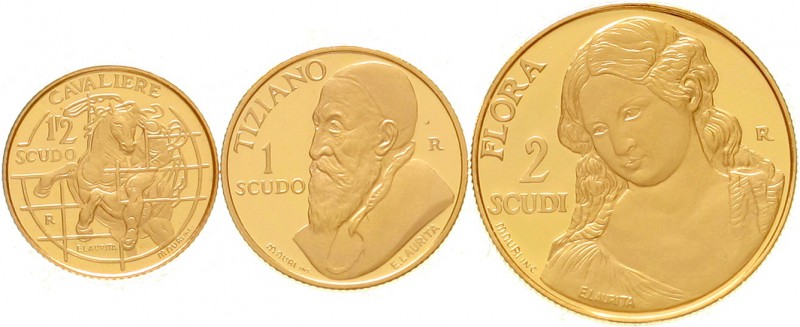 San Marino
Set mit 3 Münzen 2001. 1/2 Scudo, 1 Scudo und 2 Scudi. Meisterwerke ...