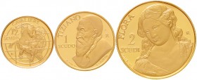 San Marino
Set mit 3 Münzen 2001. 1/2 Scudo, 1 Scudo und 2 Scudi. Meisterwerke der Renaissance.1,61 g, 3,22 g und 6,45 g. 900/1000. Im Originaletui m...