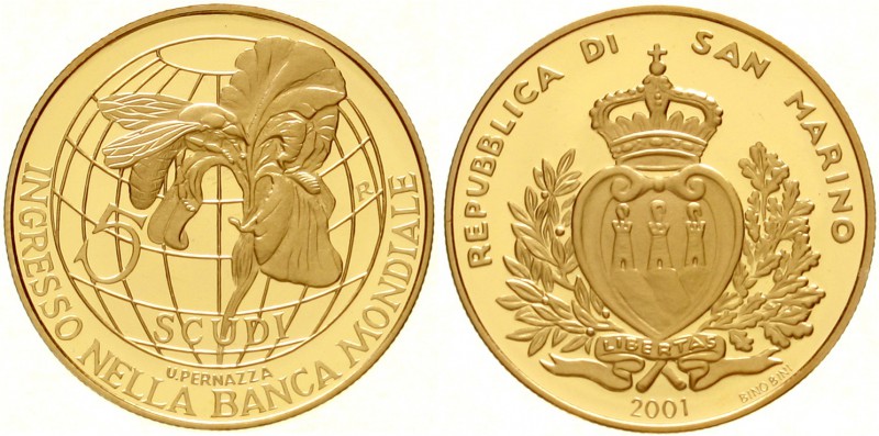 San Marino
5 Scudi 2001. San Marino als Mitglied der Weltbank. 16,96 g. 916/100...