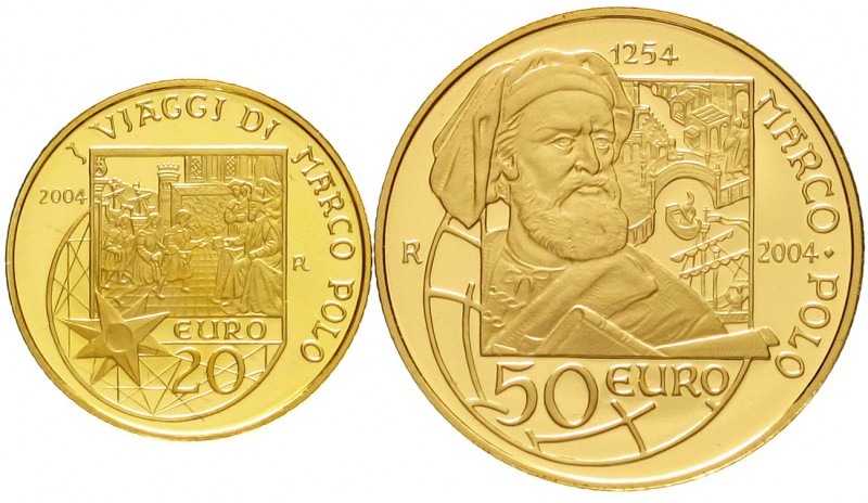 San Marino
50 und 20 Euro 2004 750. Geburtstag von Marco Polo. 16,13 g. und 6,4...