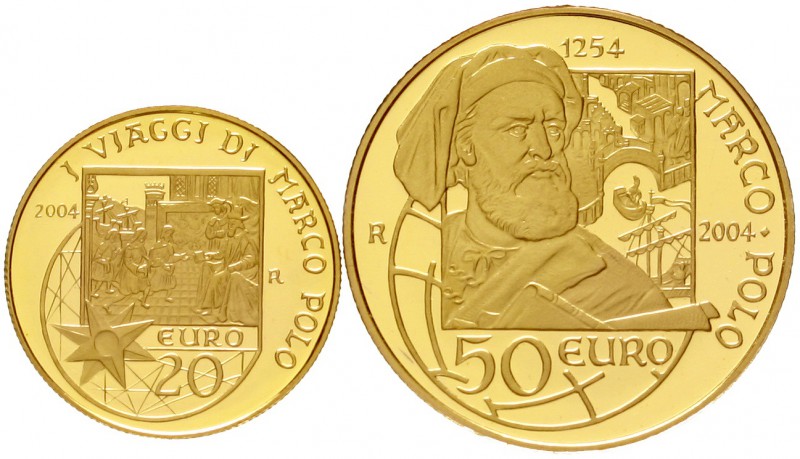 San Marino
50 und 20 Euro 2004. 750. Geburtstag von Marco Polo. 16,13 g. und 6,...