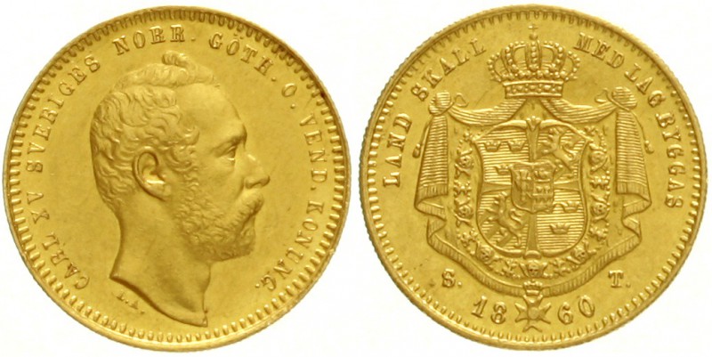 Schweden
Carl XV. 1859-1872
Dukat 1860, Stockholm Münzmeister Sebastian Tham. ...