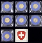 Schweiz
Eidgenossenschaft, seit 1850
Komplette Serie von 7 verschiedenen 10 Franken Vreneli 1911 bis 1922. Der gute Jahrgang 1911 in vz/st. Je 3,23 ...
