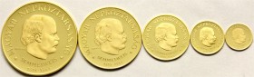 Ungarn
Volksrepublik, 1949 bis heute
Set mit 5 Goldmünzen 1968 150. Geburtstag von Ignaz Semmelweis. 50, 100, 200, 500 und 1000 Forint. Insg. 155, 5...