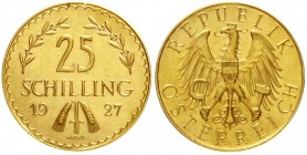 Österreich
1. Republik, 1918-1938
25 Schilling 1927. 5,88 g. 900/1000.
fast Stempelglanz