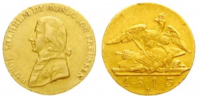 Brandenburg-Preussen
Friedrich Wilhelm III., 1797-1840
Doppelfriedrichs d'or 1813 A, Berlin. 13,36 g.
gutes sehr schön, kl. Randfehler