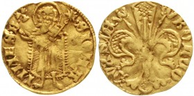 Schlesien-Schweidnitz und Jauer
Bolko II. 1326-1368
Goldgulden o.J. 3,33 g. S IOHANNES .B. Münzzeichen Kleeblatt. Johannes der Täufer steht v.v./BOL...