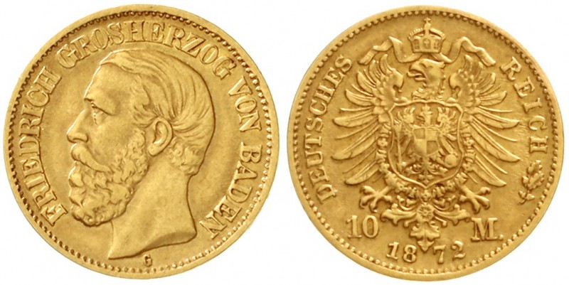 Baden
Friedrich I., 1856-1907
10 Mark 1872 G. sehr schön