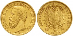 Baden
Friedrich I., 1856-1907
20 Mark 1872 G. sehr schön/vorzüglich
