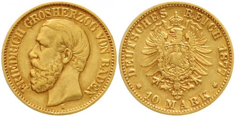 Baden
Friedrich I., 1856-1907
10 Mark 1877 G. gutes sehr schön
