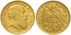 Baden
Friedrich I., 1856-1907
10 Mark 1906 G. gutes vorzüglich