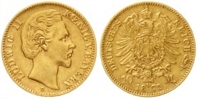Bayern
Ludwig II., 1864-1886
10 Mark 1872 D. fast sehr schön