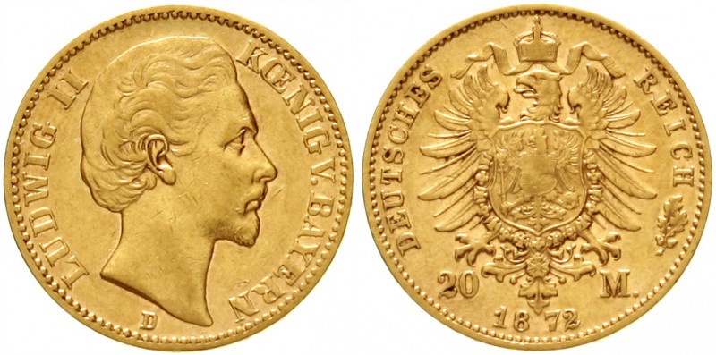 Bayern
Ludwig II., 1864-1886
20 Mark 1872 D. sehr schön