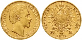 Bayern
Ludwig II., 1864-1886
20 Mark 1872 D. sehr schön