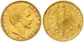 Bayern
Ludwig II., 1864-1886
20 Mark 1873 D. sehr schön/vorzüglich