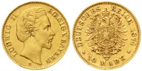 Bayern
Ludwig II., 1864-1886
10 Mark 1874 D. vorzüglich, etwas berieben
