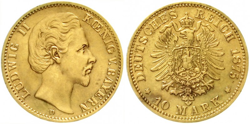 Bayern
Ludwig II., 1864-1886
10 Mark 1875 D. sehr schön
