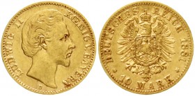 Bayern
Ludwig II., 1864-1886
10 Mark 1881 D. sehr schön
