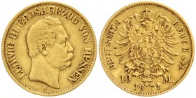 Hessen
Ludwig III., 1848-1877
10 Mark 1872 H. sehr schön, kl. Randfehler