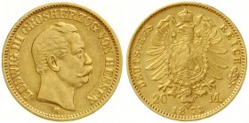 Hessen
Ludwig III., 1848-1877
20 Mark 1873 H. sehr schön/vorzüglich