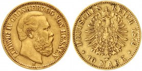 Hessen
Ludwig IV., 1877-1892
10 Mark 1879 H. gutes sehr schön