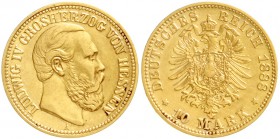 Hessen
Ludwig IV., 1877-1892
10 Mark 1888 H. Gutes Jahr.
sehr schön, etwas gereinigt