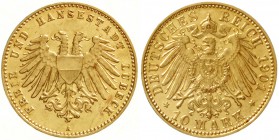 Lübeck
Freie und Hansestadt
10 Mark 1901 A. vorzüglich/Stempelglanz