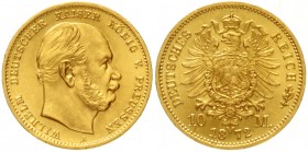 Preußen
Wilhelm I., 1861-1888
10 Mark 1872 A. fast Stempelglanz