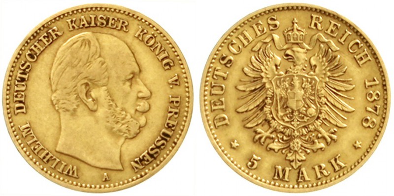 Preußen
Wilhelm I., 1861-1888
5 Mark 1878 A. sehr schön