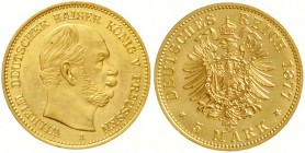 Preußen
Wilhelm I., 1861-1888
5 Mark 1877 A. vorzüglich/Stempelglanz