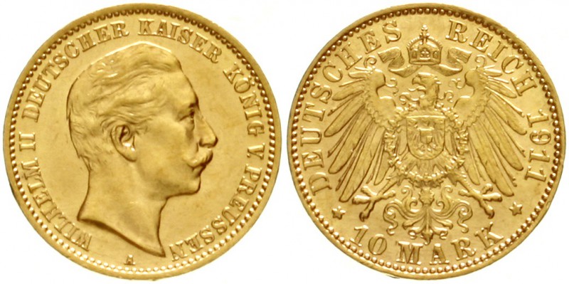Preußen
Wilhelm II., 1888-1918
10 Mark 1911 A. vorzüglich/Stempelglanz